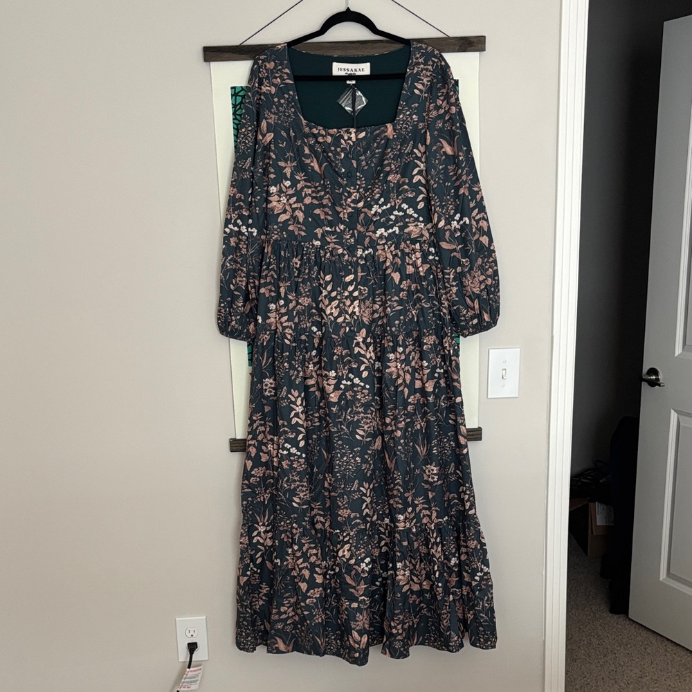 JessaKae Floral Long Sleeve Dress - Black and Pink